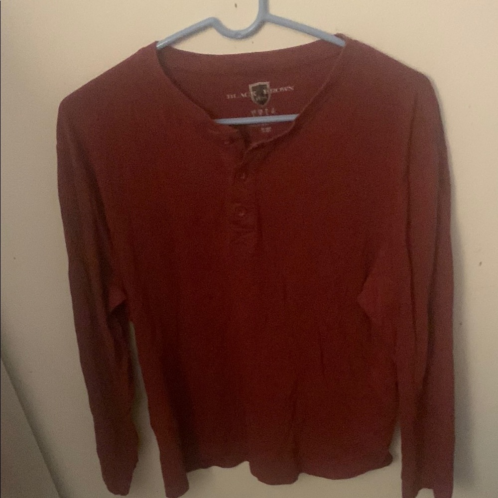 Ultra Soft Comfortable BB 1826 Red Henley Quarter Button Long Sleeve Shirt SZ L